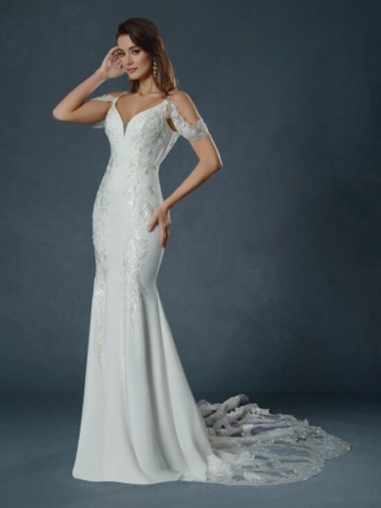 Stella Couture Dresses & Skirts - Stella Couture Style 24555 Wedding Dress Size 8 Train Mermaid Style Off Shoulder
